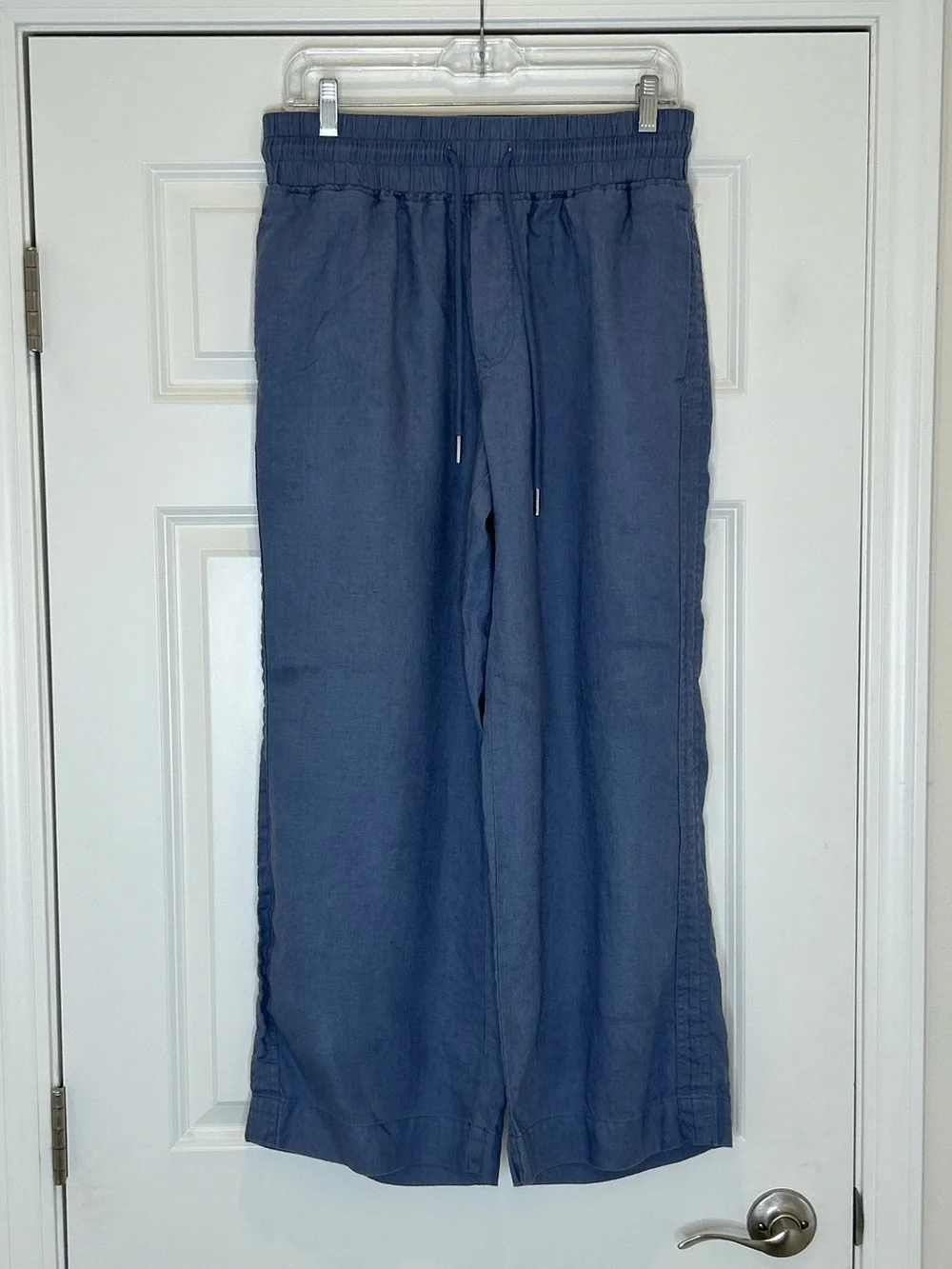 Quince Women’s Blue Drawstring Linen-Blend Pants Size M